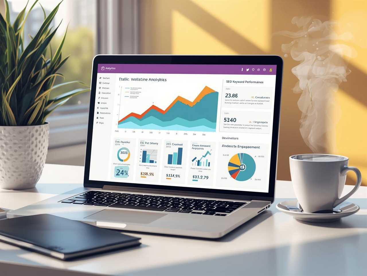 Analytics dashboard showing rising web traffic after hiring a VA.
