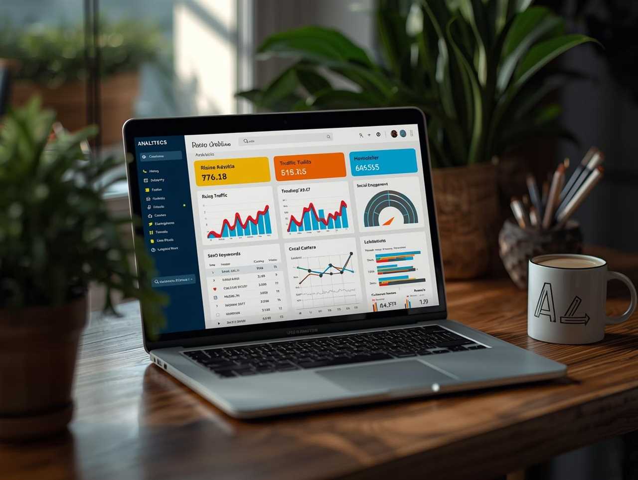 Analytics dashboard showing rising traffic or consistent content calendar