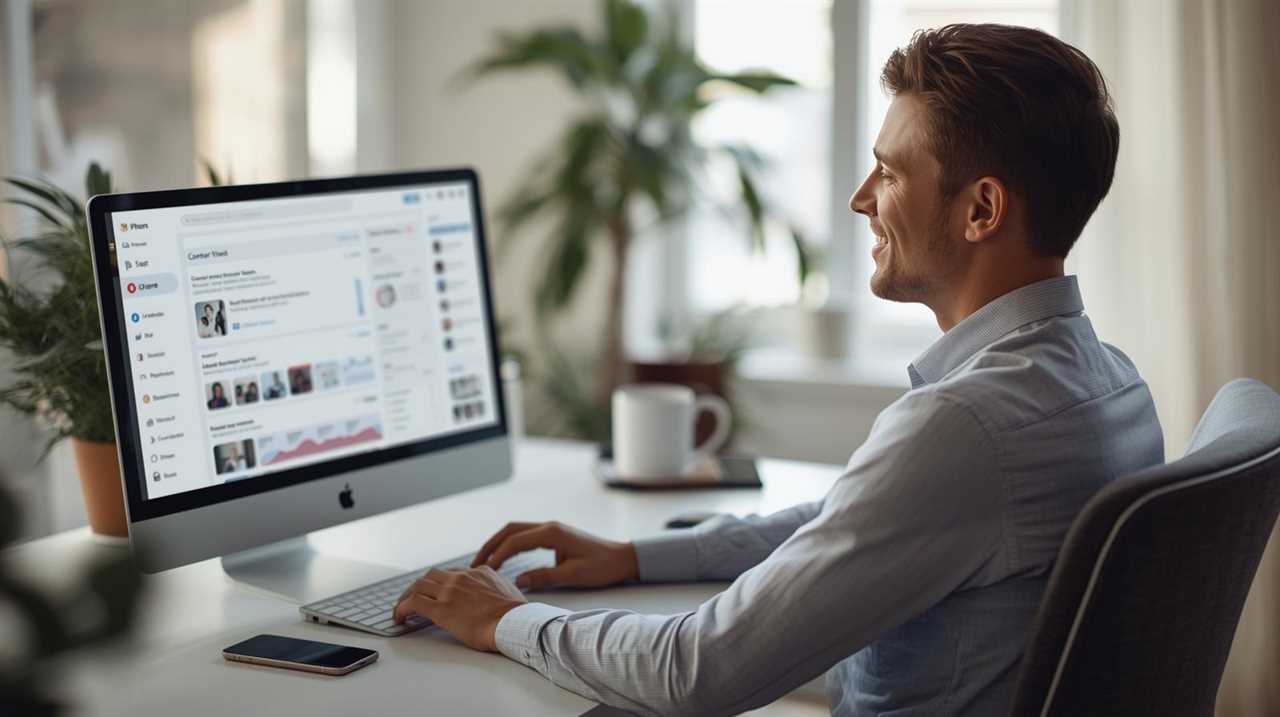 Small business owner calmly working at a modern desk